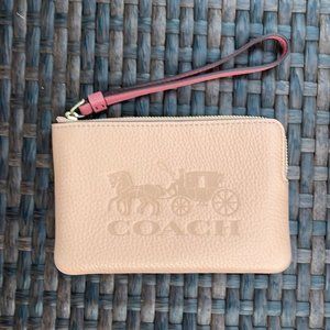 Coach Corner Zip Wristlet In Colorblock With Horse And Carriage NWT